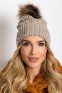 Czapka Model AT-CZ-173501.44 Dark Beige - AT Czapka Model AT-CZ-173501.44 Dark Beige - AT