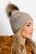 Czapka Model AT-CZ-173501.44 Dark Beige - AT Czapka Model AT-CZ-173501.44 Dark Beige - AT