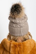 Czapka Model AT-CZ-173501.44 Dark Beige - AT Czapka Model AT-CZ-173501.44 Dark Beige - AT