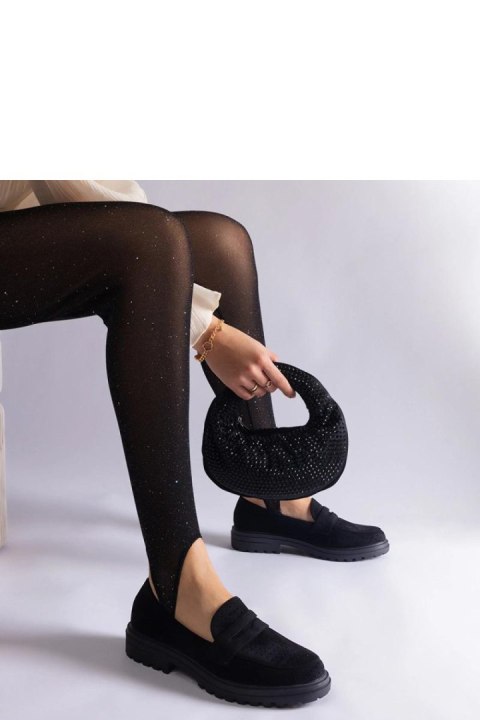 Czarne ażurowe mokasyny z eko zamszu Clausen - Solea