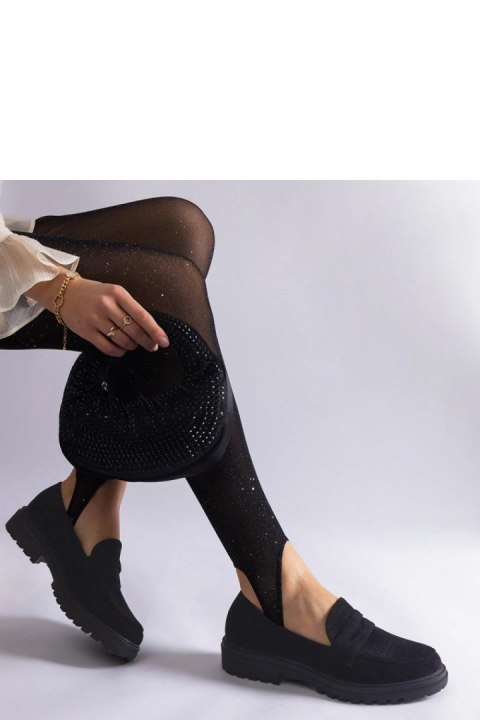 Czarne ażurowe mokasyny z eko zamszu Clausen - Solea