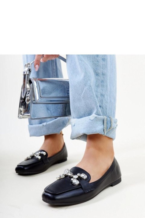 Czarne mokasyny z cyrkonową klamerką Mali - Solea