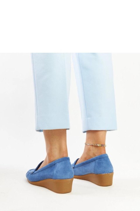 Niebieskie zamszowe mokasyny na koturnie Sakena - Solea
