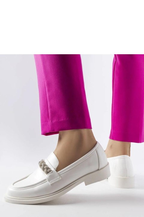 Białe mokasyny zdobione cyrkoniami Montreal - Solea Białe mokasyny zdobione cyrkoniami Montreal - Solea