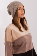 Czapka Model AT-CZ-2329.79 Dark Beige - AT Czapka Model AT-CZ-2329.79 Dark Beige - AT
