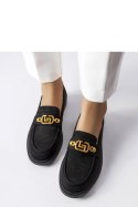 Czarne eleganckie mokasyny z ozdobą Ouellet - Solea Czarne eleganckie mokasyny z ozdobą Ouellet - Solea