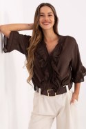 Koszula Damska Model MI-KS-92224.95 Dark Brown - Italy Moda Koszula Damska Model MI-KS-92224.95 Dark Brown - Italy Moda