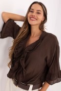 Koszula Damska Model MI-KS-92224.95 Dark Brown - Italy Moda Koszula Damska Model MI-KS-92224.95 Dark Brown - Italy Moda