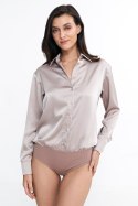 Satynowa koszula body K80 Beige - Nife Satynowa koszula body K80 Beige - Nife
