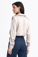 Satynowa koszula body K80 Beige - Nife Satynowa koszula body K80 Beige - Nife