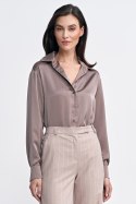 Satynowa koszula body K80 Mocca - Nife Satynowa koszula body K80 Mocca - Nife