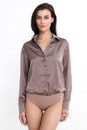 Satynowa koszula body K80 Mocca - Nife Satynowa koszula body K80 Mocca - Nife