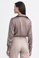 Satynowa koszula body K80 Mocca - Nife Satynowa koszula body K80 Mocca - Nife