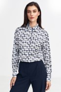 Satynowa koszula body K83 Navy/Wzór - Nife Satynowa koszula body K83 Navy/Wzór - Nife
