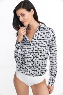 Satynowa koszula body K83 Navy/Wzór - Nife Satynowa koszula body K83 Navy/Wzór - Nife