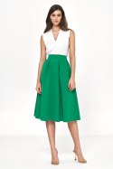 Spódnica Rozkloszowana zielona spódnica midi SP69 Green - Nife Spódnica Rozkloszowana zielona spódnica midi SP69 Green - Nife