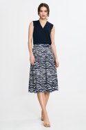 Spódnica midi z zakładkami SP83 Wzór Zebra/Navy - Nife Spódnica midi z zakładkami SP83 Wzór Zebra/Navy - Nife