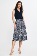 Spódnica midi z zakładkami SP83 Wzór Zebra/Navy - Nife Spódnica midi z zakładkami SP83 Wzór Zebra/Navy - Nife