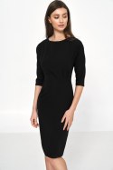 Sukienka Czarna sukienka z asymetrycznymi draperiami S218 Black - Nife