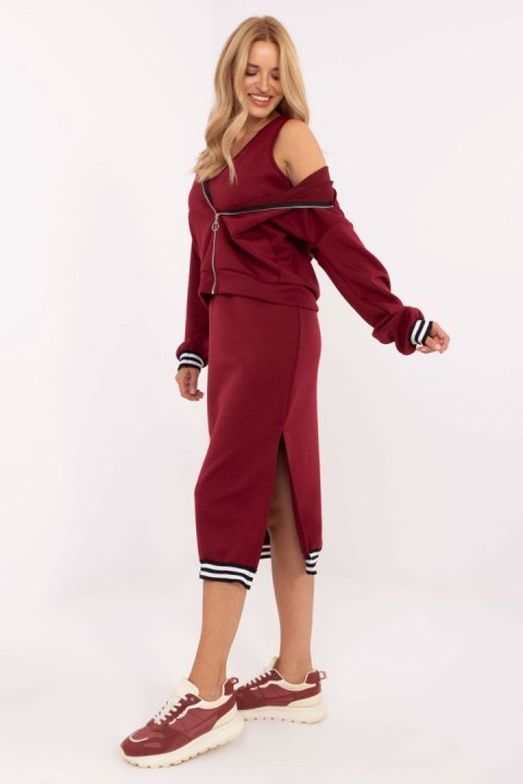 Sukienka Komplet Model IT-KMPL-9719.64 Bordo - Rue Paris Sukienka Komplet Model IT-KMPL-9719.64 Bordo - Rue Paris