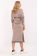 Sukienka Komplet Model IT-KMPL-9719.64 Dark Beige - Rue Paris Sukienka Komplet Model IT-KMPL-9719.64 Dark Beige - Rue Paris