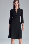 Sukienka zapinana na napy S123 Black - Nife Sukienka zapinana na napy S123 Black - Nife