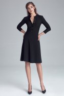 Sukienka zapinana na napy S123 Black - Nife Sukienka zapinana na napy S123 Black - Nife