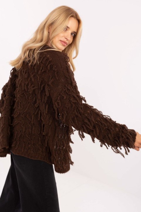 Sweter Kardigan Model MI-SW-1308.21 Brown - Rue Paris Sweter Kardigan Model MI-SW-1308.21 Brown - Rue Paris