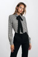 Bluzka z kokardą w romby B183 Black - Nife Bluzka z kokardą w romby B183 Black - Nife