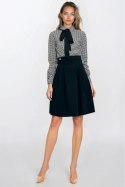 Bluzka z kokardą w romby B183 Black - Nife Bluzka z kokardą w romby B183 Black - Nife