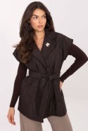 Kamizelka Model IT-KZ-FL9603.87 Dark Brown - Rue Paris Kamizelka Model IT-KZ-FL9603.87 Dark Brown - Rue Paris