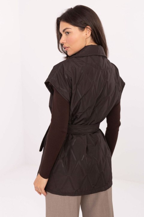 Kamizelka Model IT-KZ-FL9603.87 Dark Brown - Rue Paris Kamizelka Model IT-KZ-FL9603.87 Dark Brown - Rue Paris