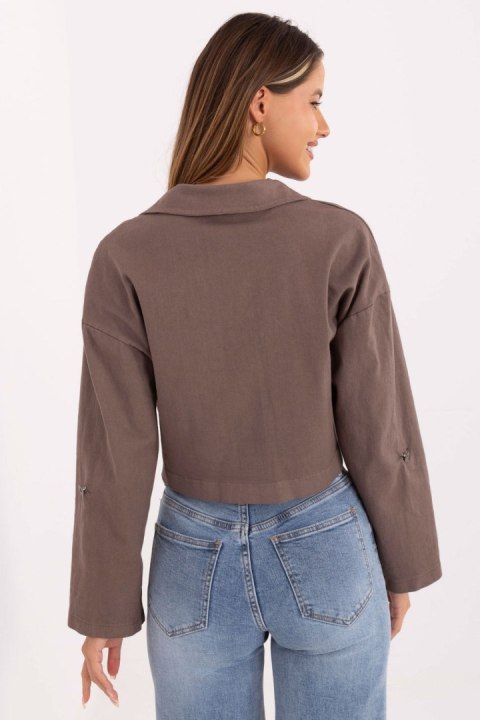 Kurtka Damska Model IT-KR-FL7029.72 Dark Beige - Rue Paris Kurtka Damska Model IT-KR-FL7029.72 Dark Beige - Rue Paris