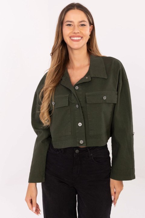 Kurtka Damska Model IT-KR-FL7029.72 Khaki - Rue Paris Kurtka Damska Model IT-KR-FL7029.72 Khaki - Rue Paris