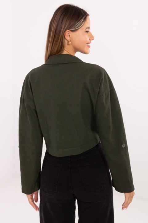 Kurtka Damska Model IT-KR-FL7029.72 Khaki - Rue Paris Kurtka Damska Model IT-KR-FL7029.72 Khaki - Rue Paris
