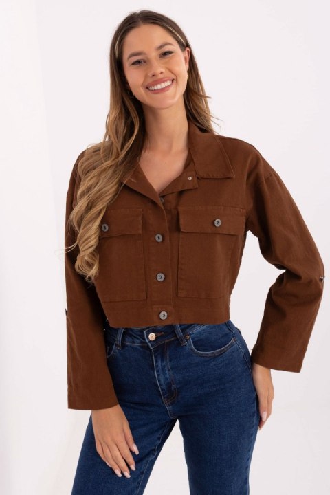 Kurtka Damska Model IT-KR-FL7029.72 Light Brown - Rue Paris Kurtka Damska Model IT-KR-FL7029.72 Light Brown - Rue Paris
