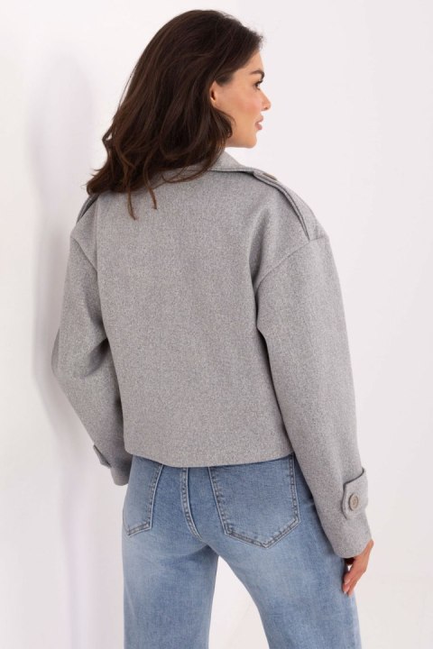 Płaszcz Damski Model IT-KR-A9558.62 Grey - Rue Paris Płaszcz Damski Model IT-KR-A9558.62 Grey - Rue Paris