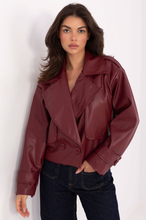 Płaszcz Damski Model IT-KR-FL9558.60 Bordo - Rue Paris Płaszcz Damski Model IT-KR-FL9558.60 Bordo - Rue Paris
