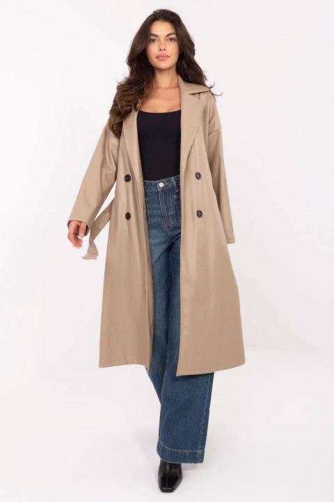 Płaszcz Damski Model IT-PL-A8393.81 Beige - Rue Paris Płaszcz Damski Model IT-PL-A8393.81 Beige - Rue Paris