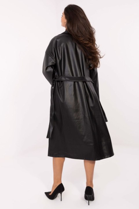Płaszcz Damski Model IT-PL-A8393.81 Black - Rue Paris Płaszcz Damski Model IT-PL-A8393.81 Black - Rue Paris