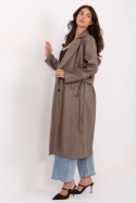 Płaszcz Damski Model IT-PL-A8393.81 Dark Beige - Rue Paris Płaszcz Damski Model IT-PL-A8393.81 Dark Beige - Rue Paris