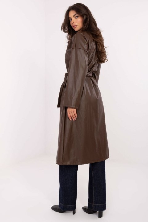 Płaszcz Damski Model IT-PL-A8393.81 Dark Brown - Rue Paris Płaszcz Damski Model IT-PL-A8393.81 Dark Brown - Rue Paris