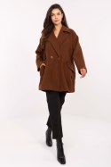 Płaszcz Damski Model IT-PL-A9582.86 Brown - Rue Paris Płaszcz Damski Model IT-PL-A9582.86 Brown - Rue Paris