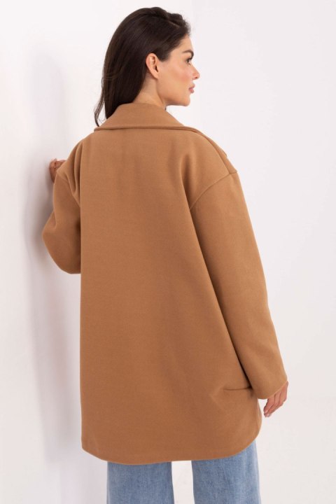 Płaszcz Damski Model IT-PL-A9582.86 Camel - Rue Paris Płaszcz Damski Model IT-PL-A9582.86 Camel - Rue Paris