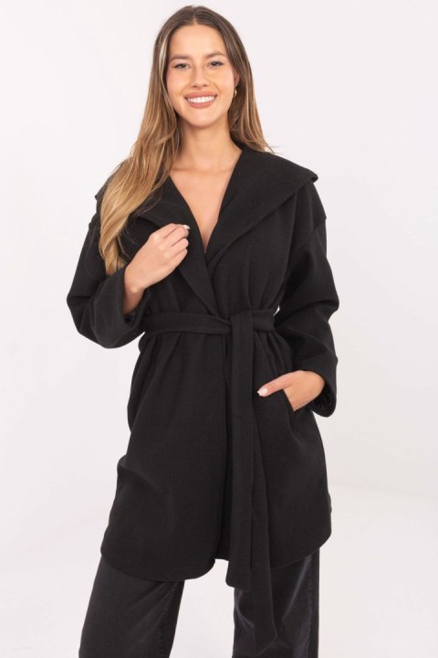 Płaszcz Damski Model IT-PL-A9587.00 Black - Rue Paris Płaszcz Damski Model IT-PL-A9587.00 Black - Rue Paris