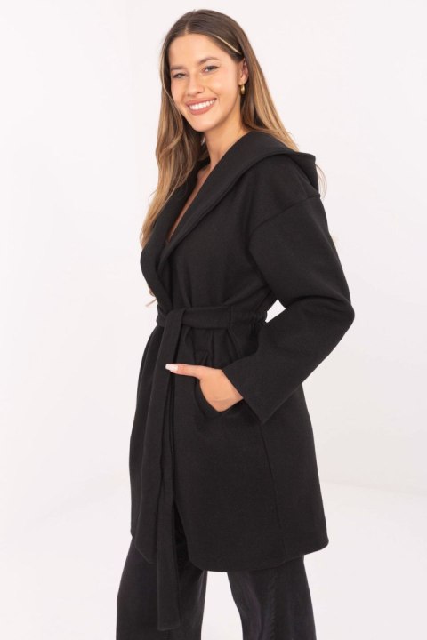 Płaszcz Damski Model IT-PL-A9587.00 Black - Rue Paris Płaszcz Damski Model IT-PL-A9587.00 Black - Rue Paris