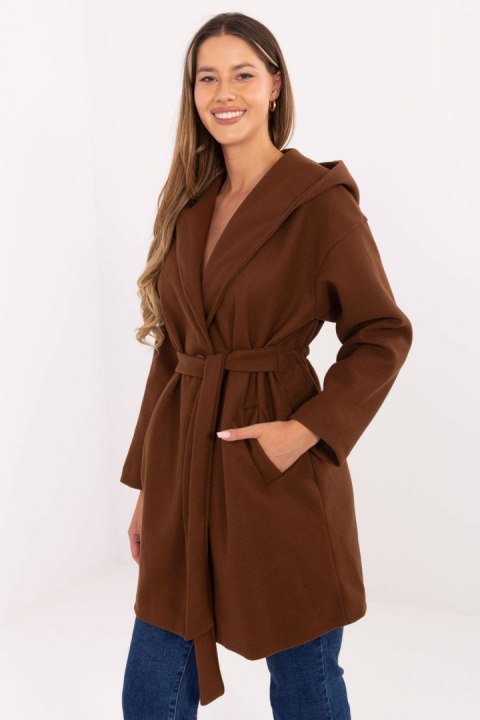 Płaszcz Damski Model IT-PL-A9587.00 Brown - Rue Paris Płaszcz Damski Model IT-PL-A9587.00 Brown - Rue Paris