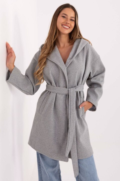 Płaszcz Damski Model IT-PL-A9587.00 Grey - Rue Paris Płaszcz Damski Model IT-PL-A9587.00 Grey - Rue Paris