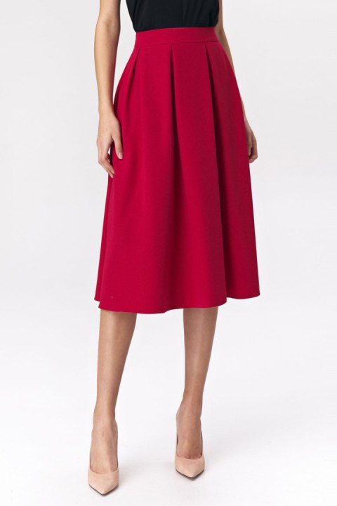 Spódnica Rozkloszowana czerwona spódnica midi SP74 Red - Nife Spódnica Rozkloszowana czerwona spódnica midi SP74 Red - Nife