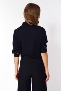 Subtelna bluzka z wiązaniem B181 Black/Grochy - Nife Subtelna bluzka z wiązaniem B181 Black/Grochy - Nife